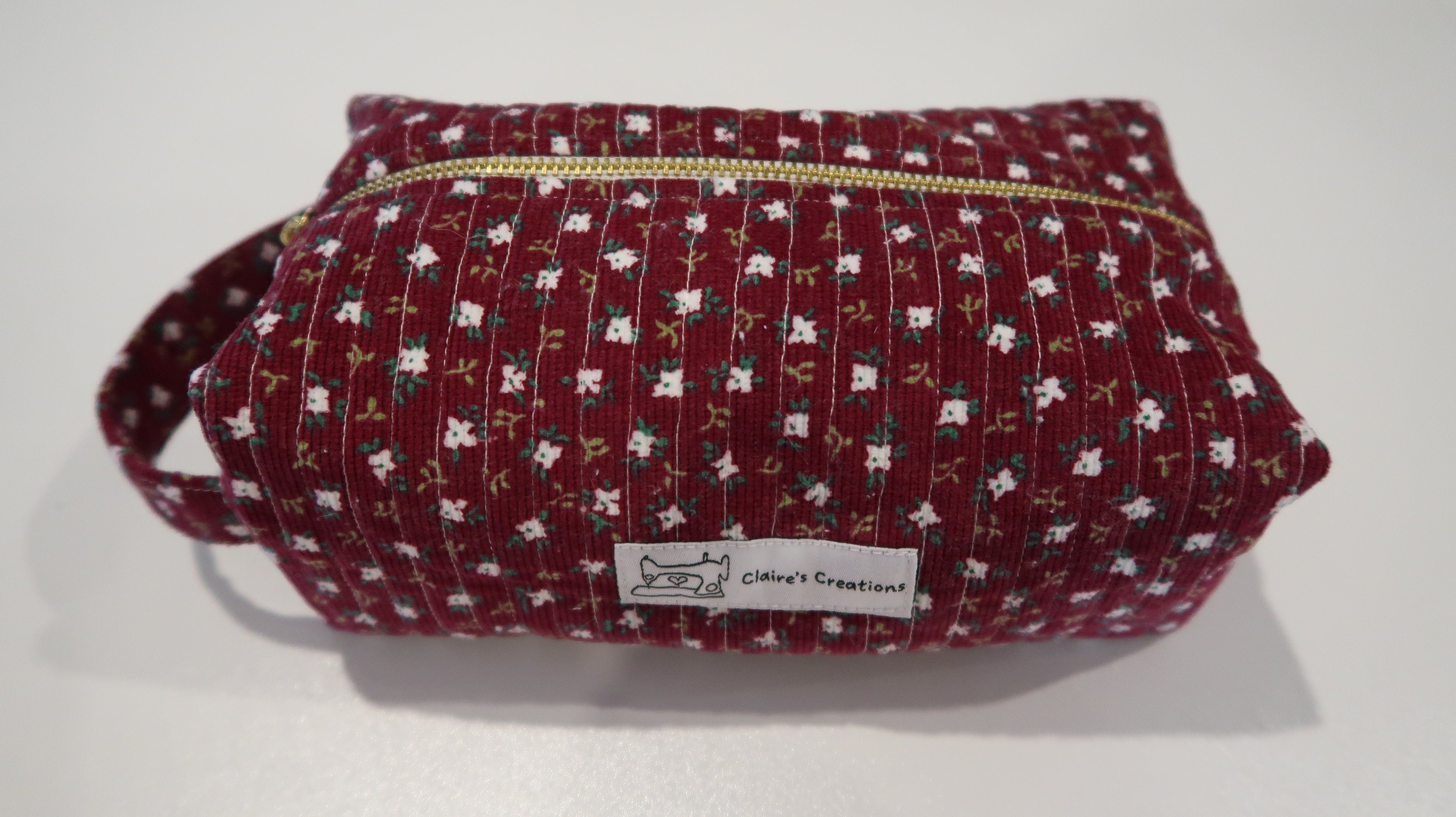 Burgundy Floral with White Lining Quilted Organiser Bag