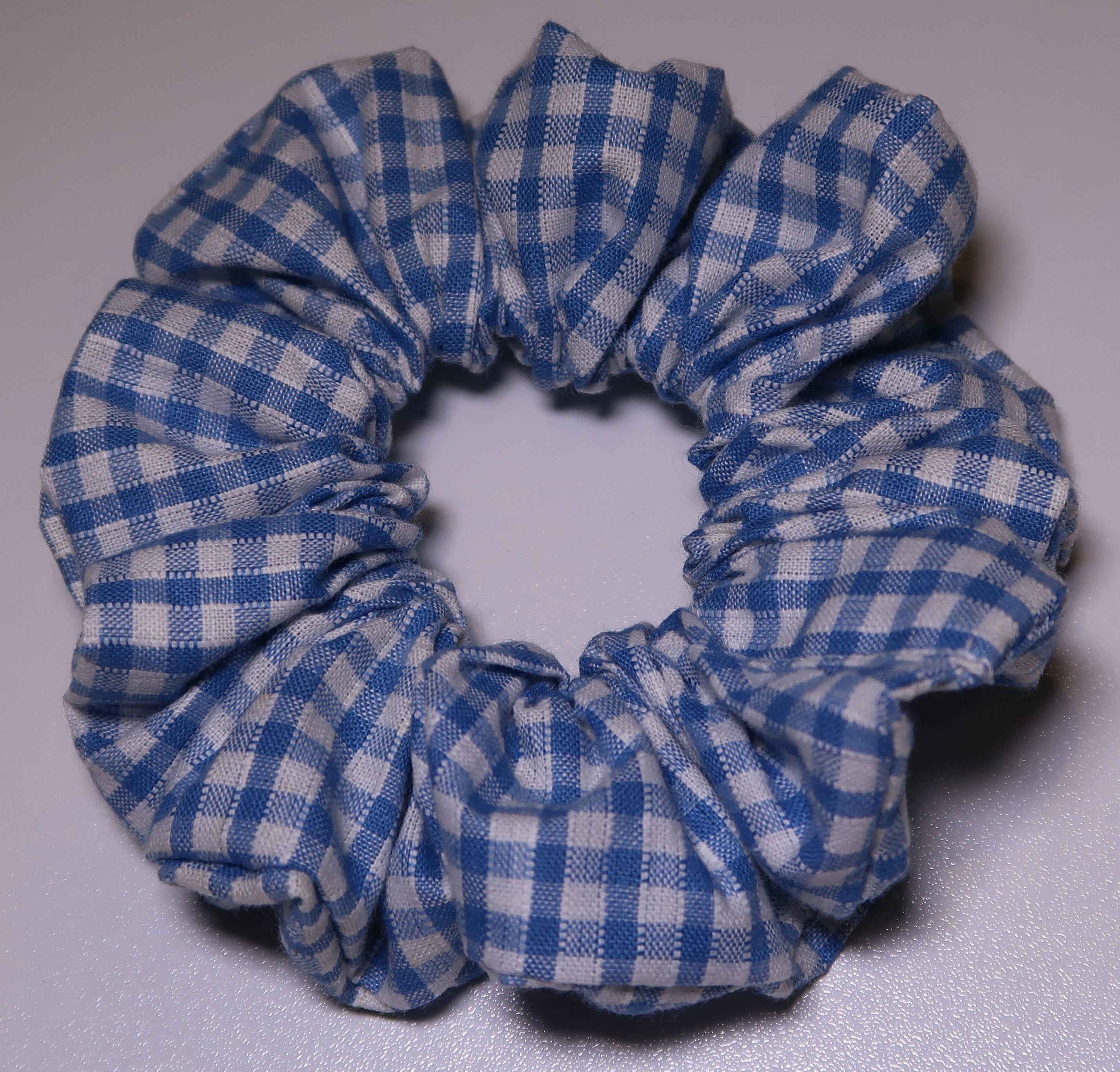 Blue Gingham Hair Scrunchy