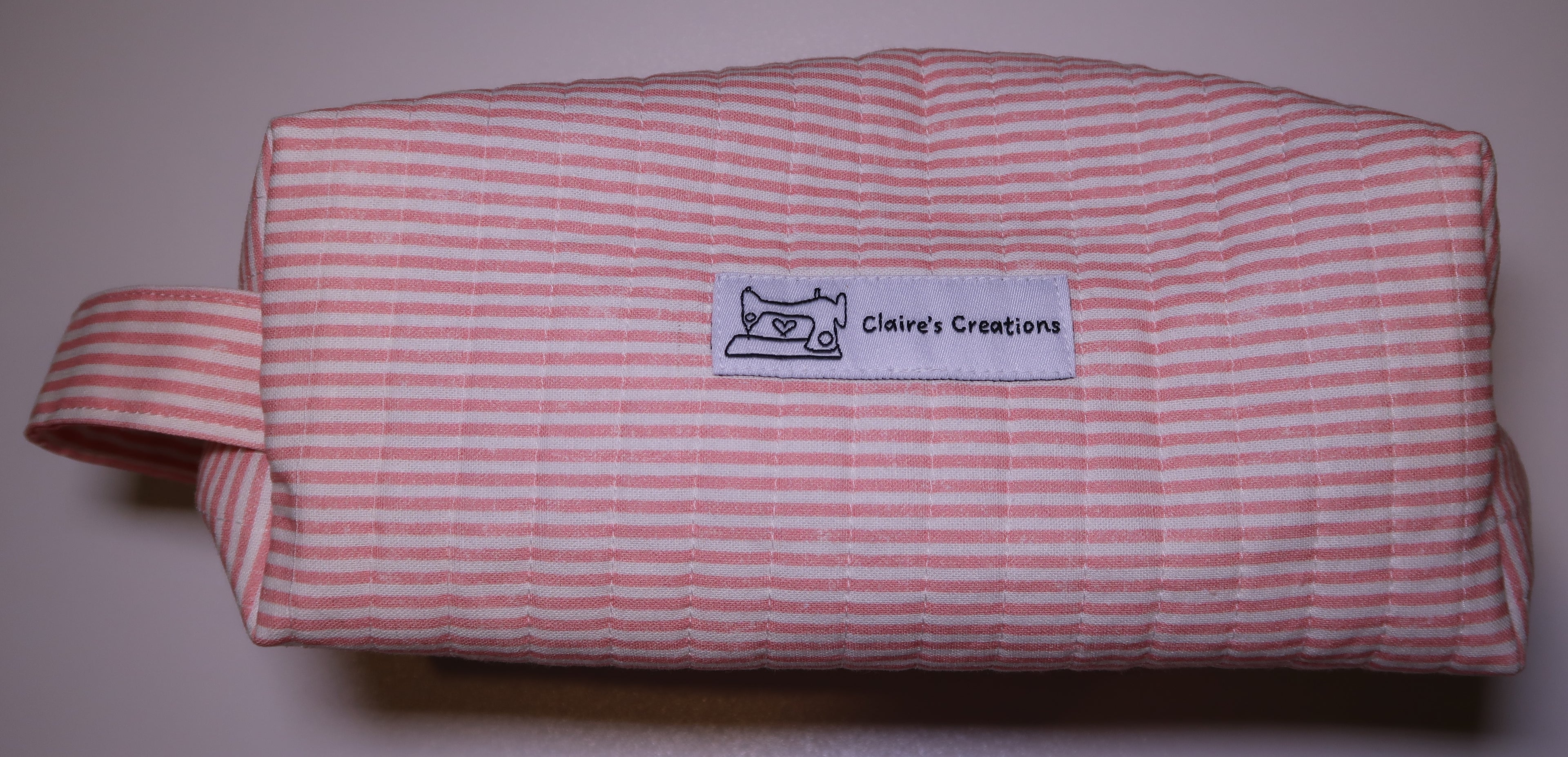 Pink Stripes with White Lining Quilted Organiser Bag