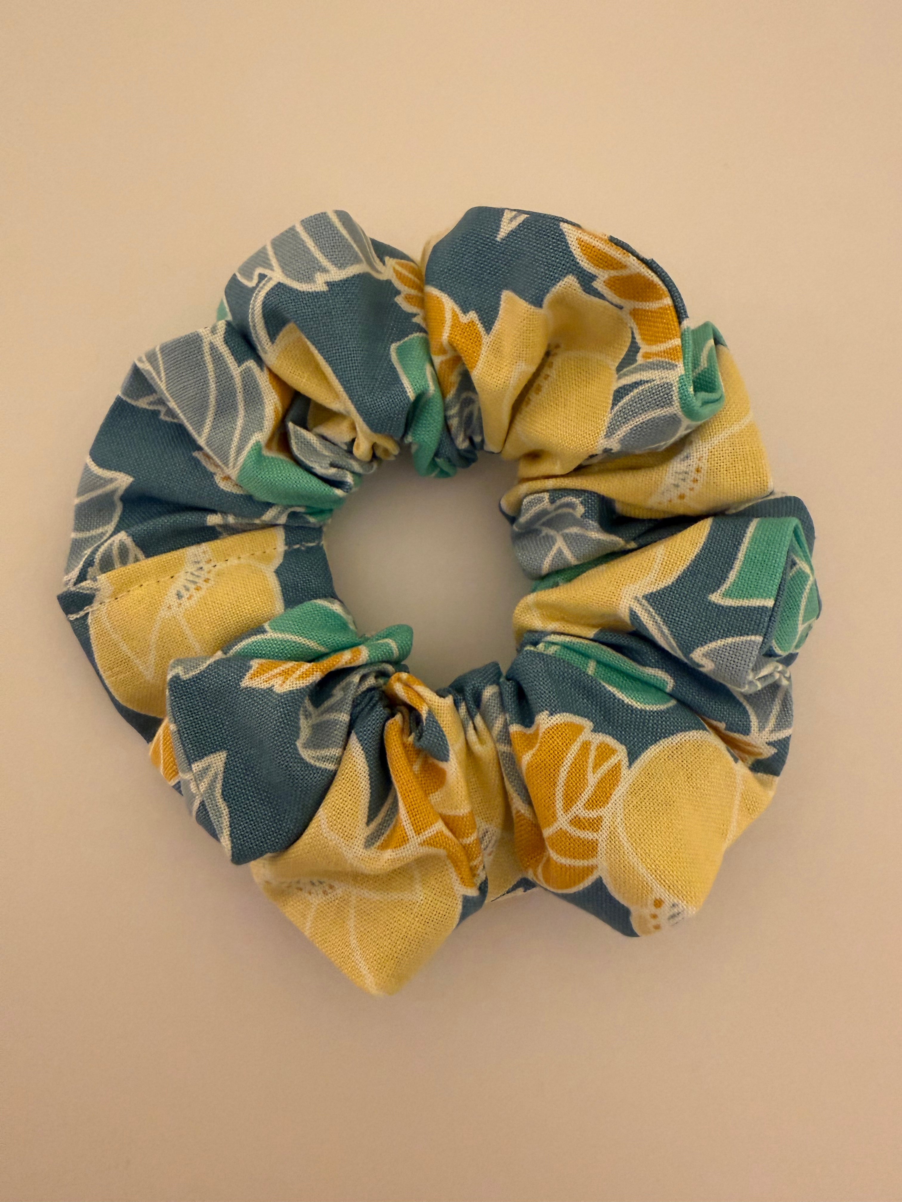 Blue Floral Hair Scrunchy 2