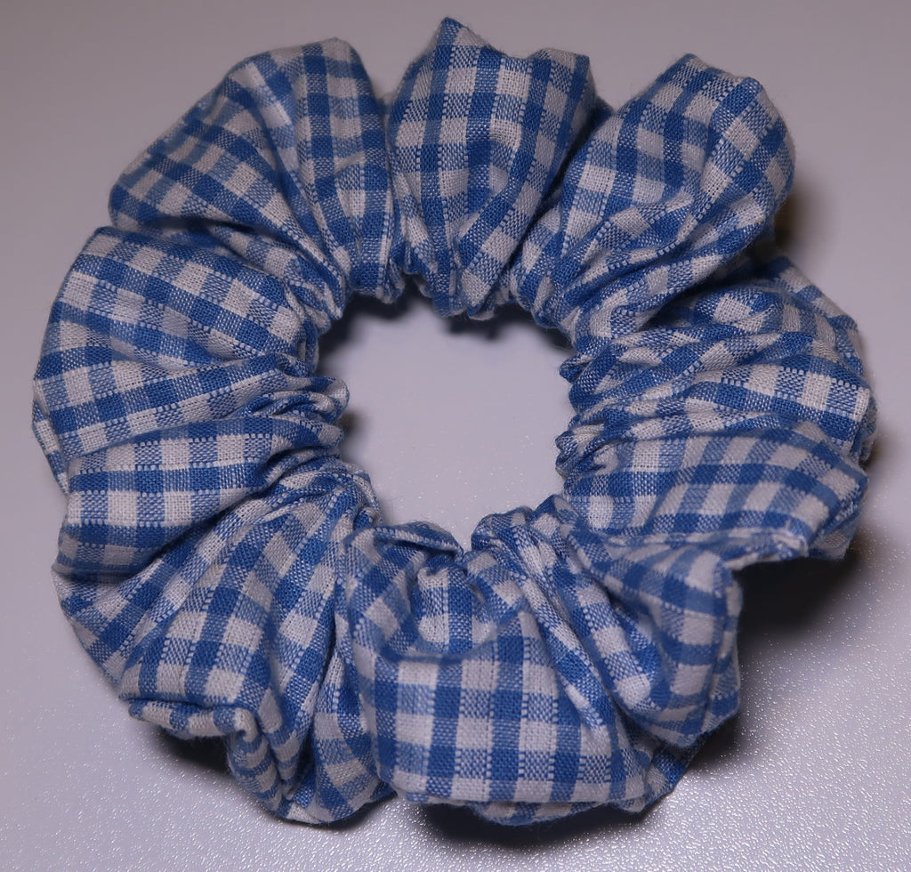 Blue Gingham Hair Scrunchy