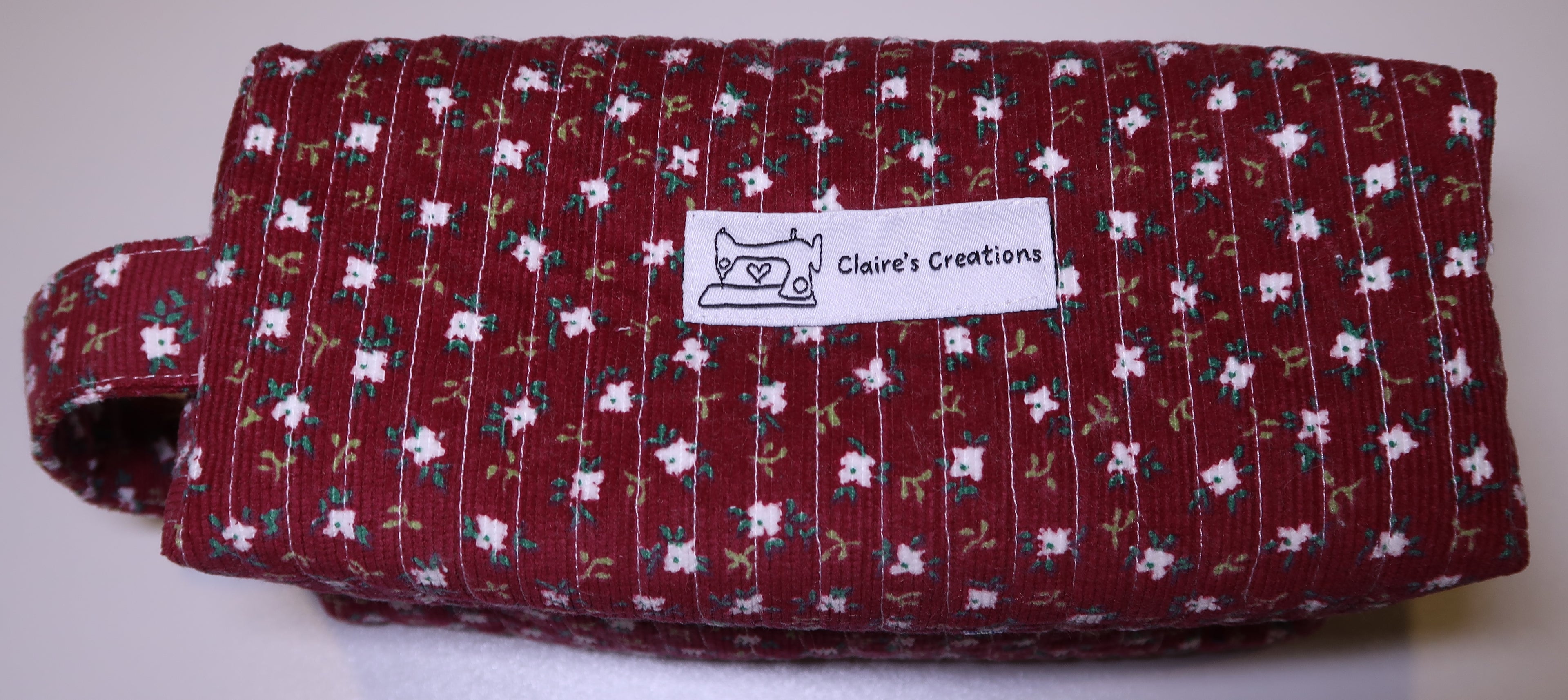 Burgundy Floral with White Lining Quilted Organiser Bag